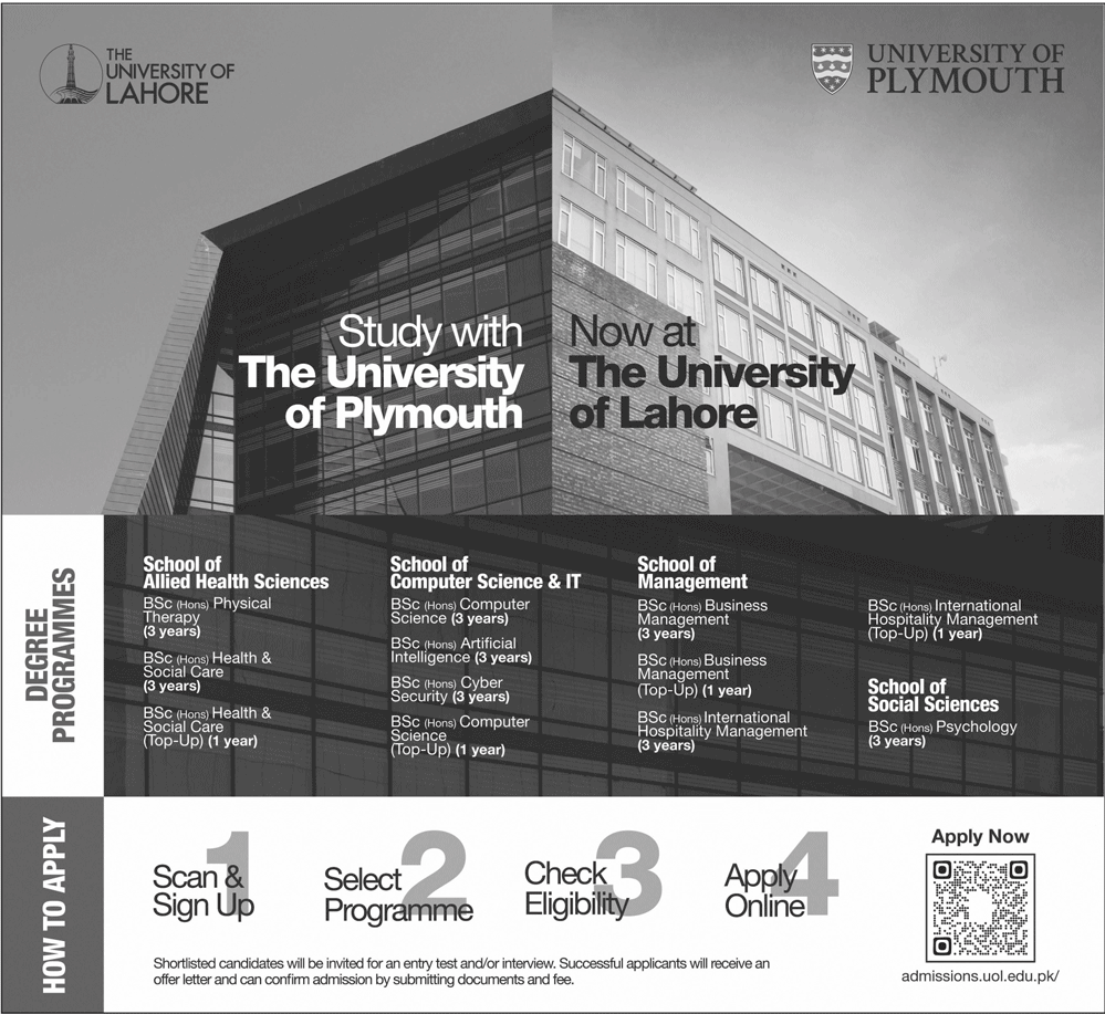 Admission Open in The University of Lahore